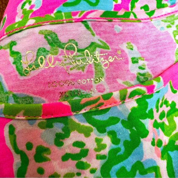 LILLY PULITZER ♦️SALE CORAL ORANGE PINK GRAY FLORAL DRESS SZ XL ( 12-14) - Picture 3 of 10